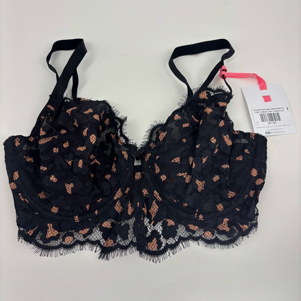 Lace Bralette in Black and Orange